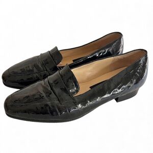 Classiques Entier Italian Black Leather Patent Loafers Size 8.5 Preppy